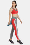 Zelocity Mid Rise High Quality Stretch Leggings - Grey Red — thumbnail 4